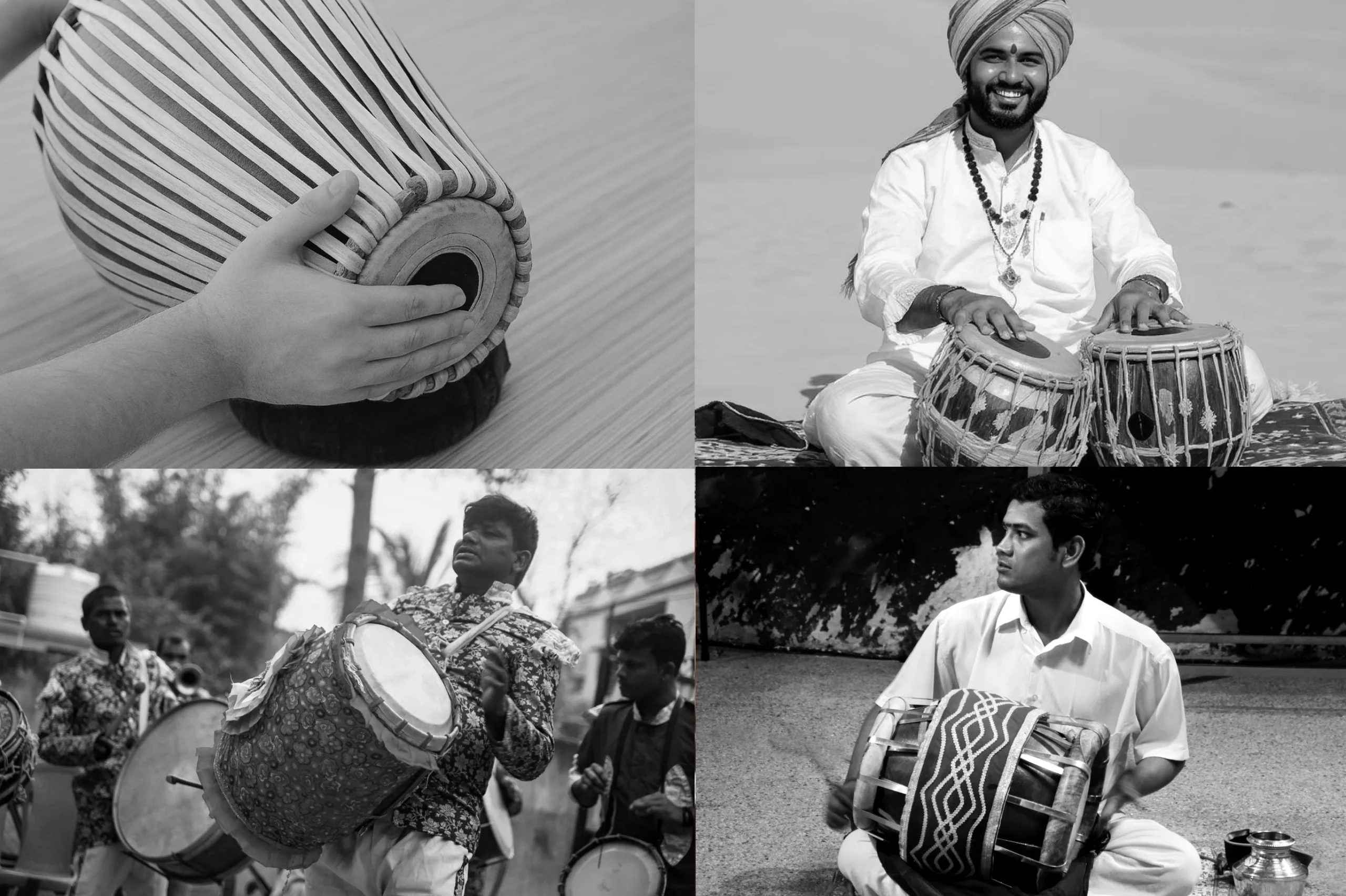 People playing Mridangam, Tabla, Dhol