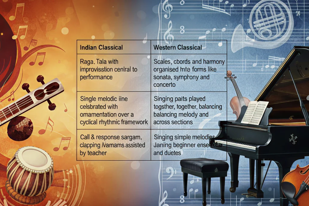 Indian Classical music and Western Classical, side by side