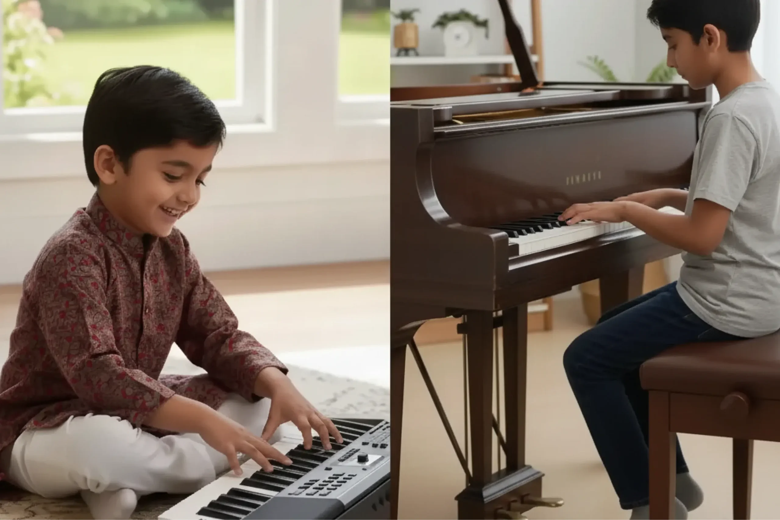 Kids Playing Keyboard and Piano