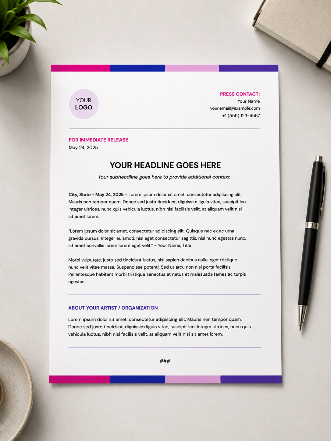 Music Press Release Template